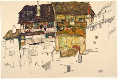 Staré domy v Krumau, 1914 od Egon Schiele