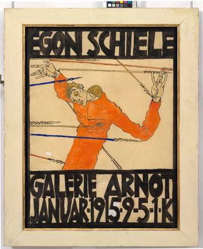 Plakat der Egon Schiele-Ausstellung in der Galerie Arnot od Egon Schiele