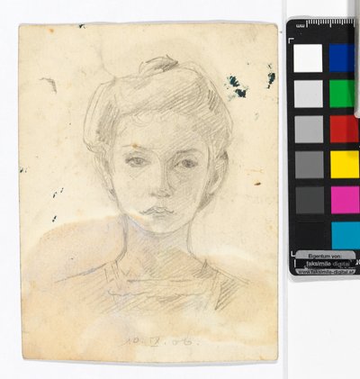 Portrét dívky; zadní strana: kresby zvířat od Egon Schiele