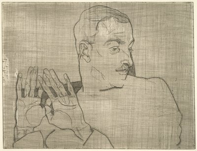 Portrét Arthura Roesslera, 1914 (suchá jehla) od Egon Schiele