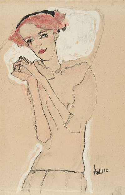 Portrét ženy, 1910 (barevná litografie) od Egon Schiele