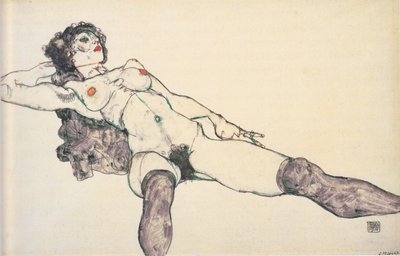 Ležící ženský akt s roztaženýma nohama, 1914 od Egon Schiele