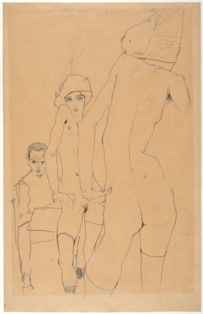 Schiele s Nude Model before the Mirror, 1910 od Egon Schiele
