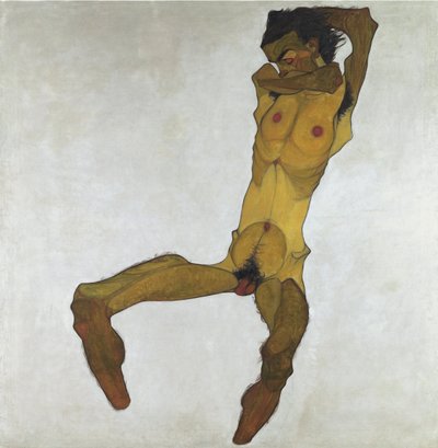 Sedící mužský akt (autoportrét)  od Egon Schiele