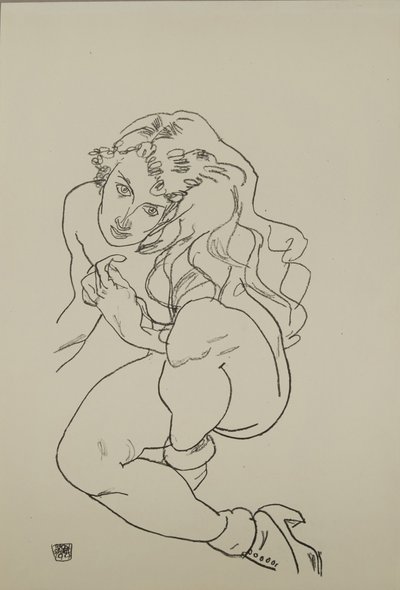 Sedící akt, 1917 od Egon Schiele