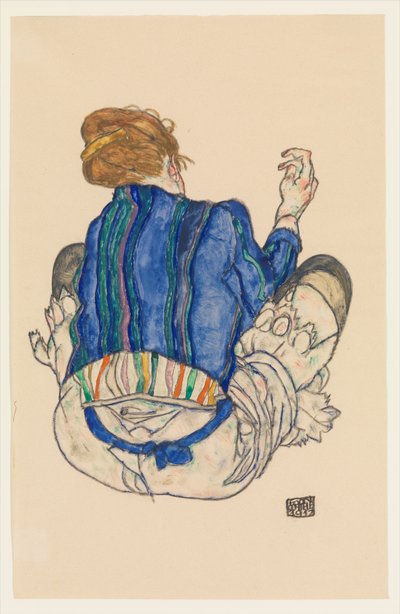 Sitzende Frau, Rückenansicht od Egon Schiele