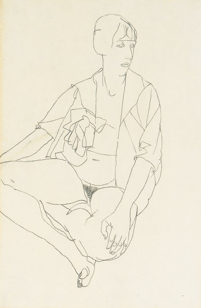 Sedící ženský akt s otevřenou halenkou, 1913 od Egon Schiele