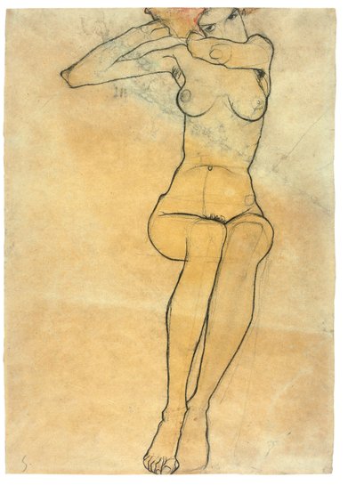 Sedící akt, 1910 od Egon Schiele