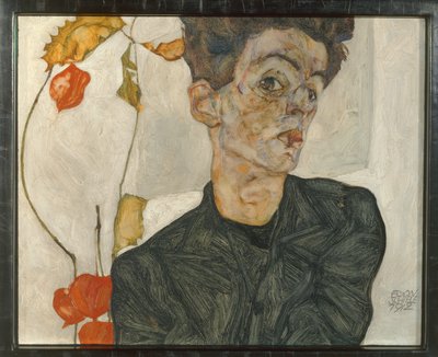 Autoportrét s ovocem v lucerně ... (olej a akvarel na plátně) od Egon Schiele