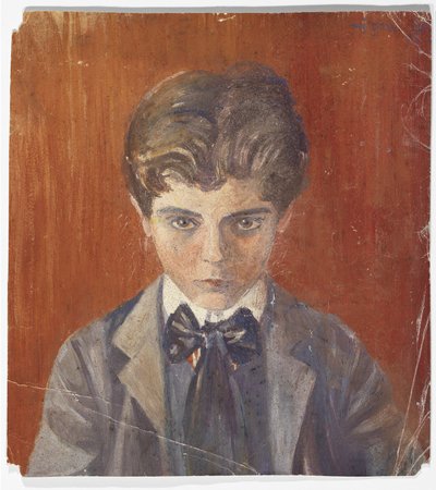 Autoportrét před červeným pozadím od Egon Schiele