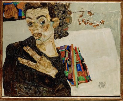 Autoportrét s roztaženými prsty od Egon Schiele
