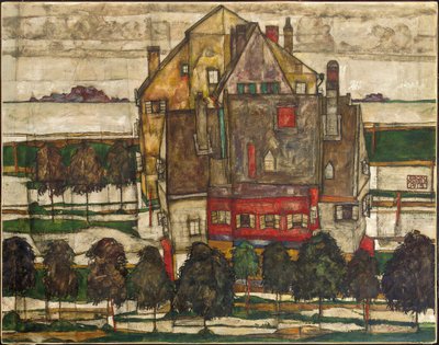 Single Houses (Houses with Mountain) 1915 (olej na plátně) od Egon Schiele
