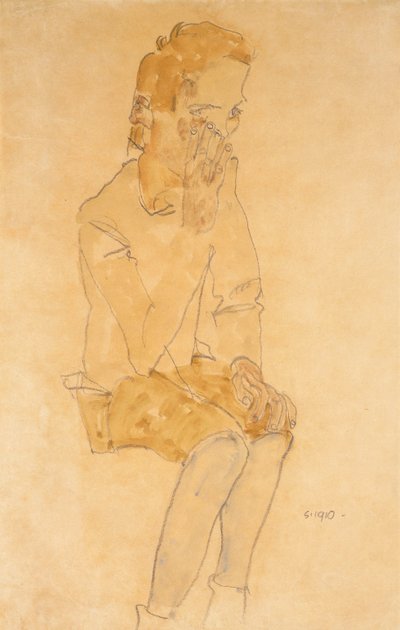 Sedící chlapec, 1910 od Egon Schiele