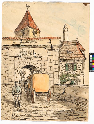 Městská brána s kočárem (Studentská práce) od Egon Schiele