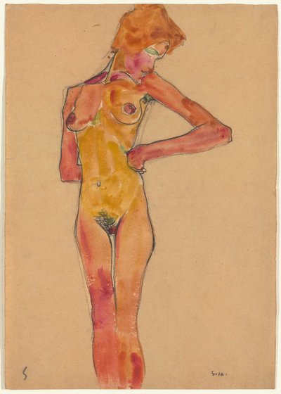 Stojící ženský akt od Egon Schiele