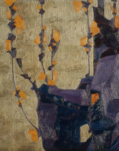 Stylizovaná květina na dekorativním pozadí ... (bronz) od Egon Schiele