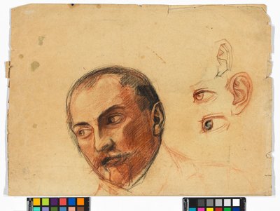 Studienblatt (Kopf, Augen, Ohren) od Egon Schiele