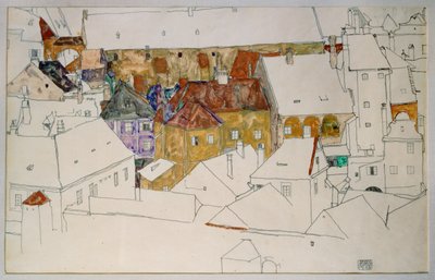 Žluté město (kvaš, akvarel a tužka) od Egon Schiele