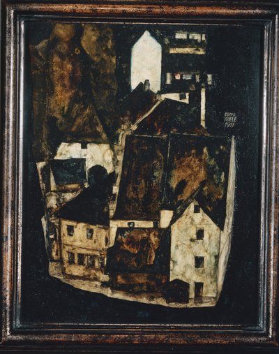 Tote Stadt III - Mrtvé město III ... (olej a akvarel na dřevě) od Egon Schiele