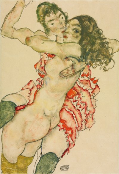 Dvě objímající se ženy od Egon Schiele