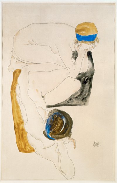 Dvě ležící postavy od Egon Schiele