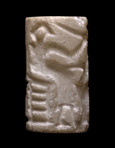 Cylindrická pečeť (raně dynastické výjevy "lidské činnosti"), raná dynastie II (kalcit) od Egyptian