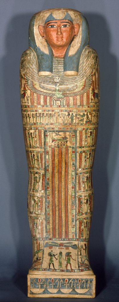 Vnitřní rakev Djedmut, 26.–25. dynastie, pozdní období, cca 715–525 př. n. l. (dřevo s plátnem, gessem a barvou) od Egyptian