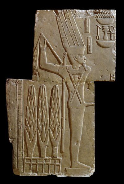Reliéf boha Mina (vápenec) od Egyptian