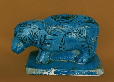 Modrý hroch s černým zdobením, od Dra Aboul Naga, Říše středu (fajáns) od Egyptian 11th Dynasty