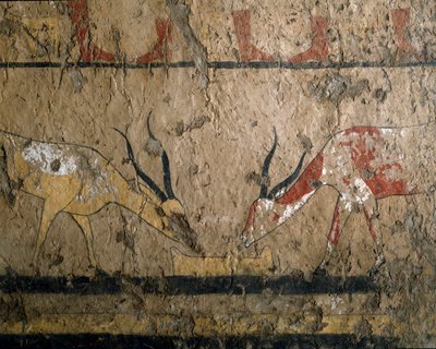 Egyptský starověk: šlechtění betailu. Freska hrobky královny Neferou III. 12. dynastie. 2200-2000 před naším letopočtem. Z El Ghebelen. Turín, egyptské muzeum od Egyptian 12th Dynasty