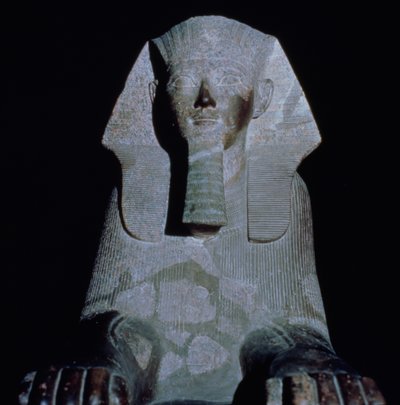 Sfinga královny Hatšepsut, ze zádušního chrámu Hatšepsut, Nová říše (žula) od Egyptian 18th Dynasty