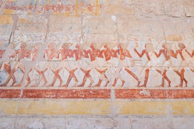 Basreliéfní řezba Hatšepsutiny cesty do země Punt (Somálsko), chrám Hatšepsut v Deir Al Bahari, Luxor, Egypt (foto) od Egyptian 18th Dynasty
