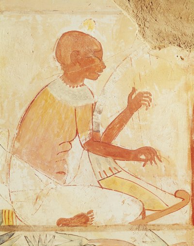 Slepý zpěv harfenistky, z hrobky Nakht, Nová říše (nástěnná malba) od Egyptian 18th Dynasty