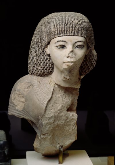 Busta královského písaře, Meniou, Nová říše, cca 1391-53 př.nl (vápenec) od Egyptian 18th Dynasty