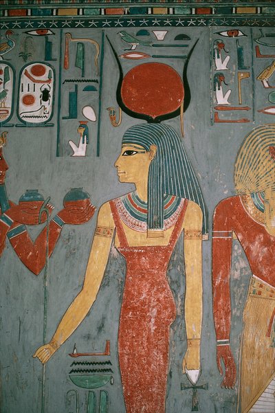 Egypt, starověké Théby, Luxor, Údolí králů, Horemhebova hrobka, nástěnná malba zobrazující bohyni Isis, Nová říše, dynastie XVIII od Egyptian 18th Dynasty