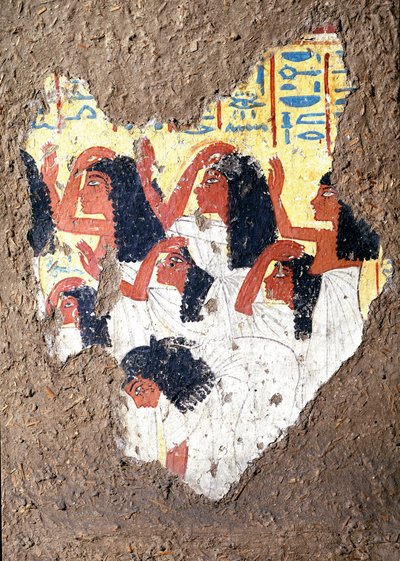 Egyptský starověk: freska hrobky malíře Maii, skupina plačících. 18. dynastie. Z kaple Maia, Deir el-Medineh (el Medineh), New Empire Dim. 67 cm Turín, Egyptské muzeum od Egyptian 18th Dynasty
