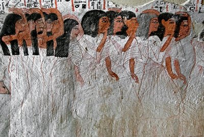 Egyptský starověk: průvod pláče. Obraz hrobky Roy (TT255). 18. dynastie. Ze západního břehu Luxoru v Egyptě od Egyptian 18th Dynasty