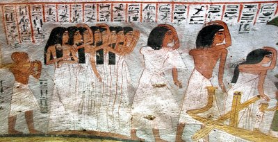 Egyptský starověk: průvod pláče. Obraz Royovy hrobky od Egyptian 18th Dynasty