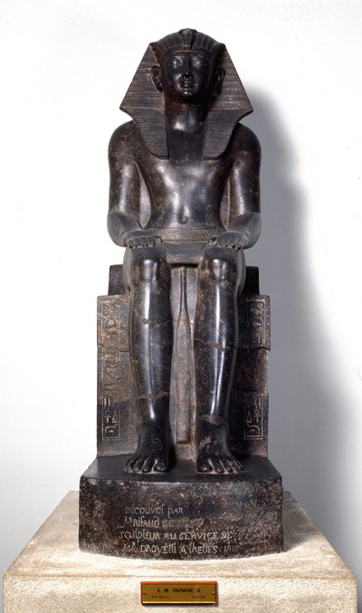 Egyptský starověk: plastika z basanitu představující Thutmosis (Tuthmosis nebo Thutmus) III (asi 1504-1450 př. n. l.), egyptský faraon. 18. dynastie. Z Théb. Turín, egyptské muzeum od Egyptian 18th Dynasty