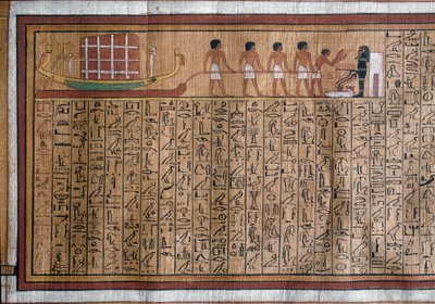 Egyptský starověk: převoz katafalku do hrobky. Papyrus. Kniha mrtvých Kha. 18. dynastie od Egyptian 18th Dynasty