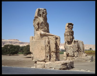 Egyptský starověk: pohled na Memnonův kolos, období Amenophis III, nová říše od Egyptian 18th Dynasty