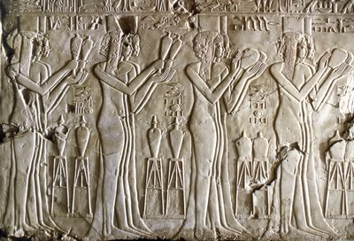Egyptský starověk: mladé dívky přinášející obětiny. Hrob Kheruef (TT192) (18. dynastie od Egyptian 18th Dynasty