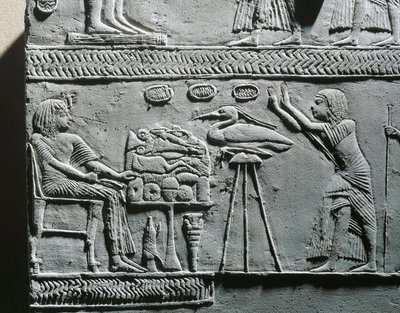 Horemheb jí pohřební jídlo, reliéf z Horemhebovy hrobky v Sakkáře od Egyptian 18th Dynasty