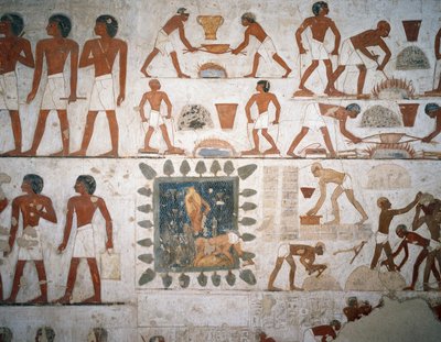 Kovové zpracování a výroba nepálených cihel, fresky, kaple, hrobka Rekhmire (TT100), Sheikh Abd el-Qurna, Théby (Seznam světového dědictví UNESCO od Egyptian 18th Dynasty