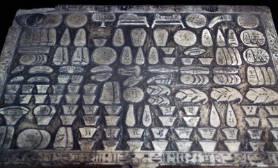 Obětní stůl, Egyptská civilizace, Nová říše, Dynastie XVIII, Detail od Egyptian 18th Dynasty