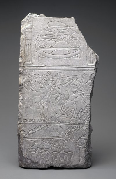 Reliéf truchlících a pohřební maso, Nová říše, cca 1340 př. n. l. (vápenec) od Egyptian 18th Dynasty