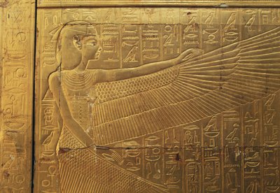 Reliéf na zadním vnějším panelu druhé pohřební kaple, Tutanchamonova pokladnice, Egypt, Egyptská civilizace, Nová říše, Dynastie XVIII od Egyptian 18th Dynasty