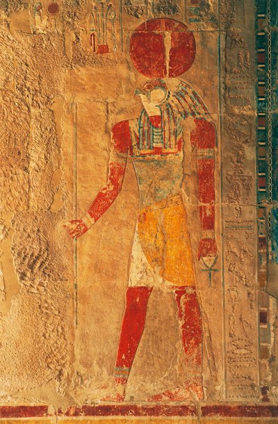 Reliéf s Ra Horakhty, Hatšepsutin pohřební chrám, Deir el-Bahari, thébská nekropole (Seznam světového dědictví UNESCO) od Egyptian 18th Dynasty