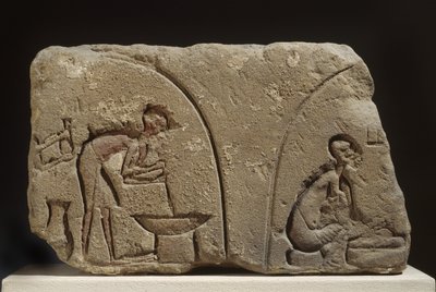 Pískovcový reliéf přípravy jídla (pískovec) od Egyptian 18th Dynasty