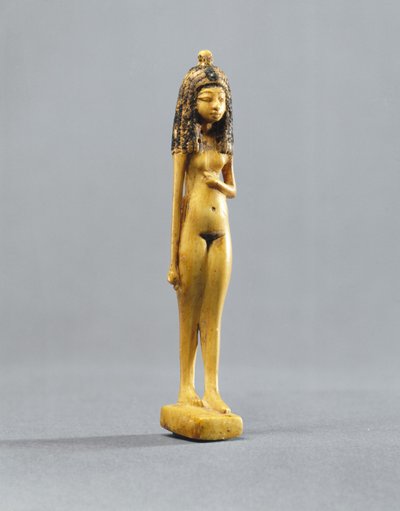 Soška nahé dívky, Nová říše, cca 1390-1353 př. n. l. (malovaná slonovina) od Egyptian 18th Dynasty